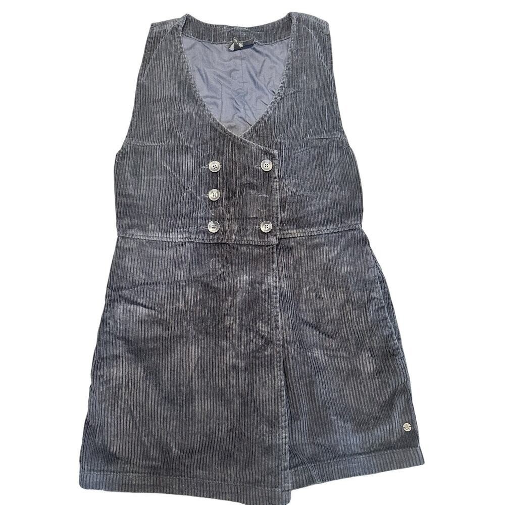 Volcom Womens Grey Corduroy Double Breasted Skort Romper Size M 8 Sleeveless